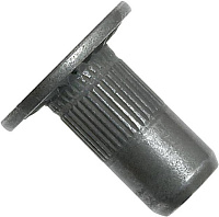 Резьбовая заклепка М6 с широким бортиком и насечками для пластика, оцинкованная сталь