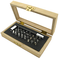 Набор бит с угловым ключом в деревянной коробке Narex 850150, 25 предметов